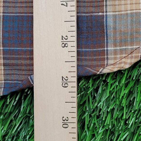 Vintage 80s Shadow Plaid Pearl-Snap Shirt M 19x29 Shirttail - Picture 12 of 16
